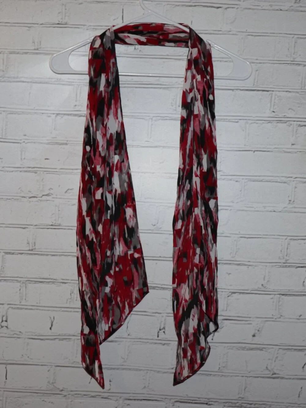 ❤️🖤 Abstract Red/Black/White/Gray Sheer Scarf · 10